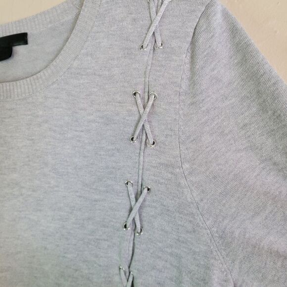 United States Sweaters grey pullover sweater with laces design, plus sz 2X - Picture 2 of 6